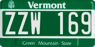 VT license plate ZZW169
