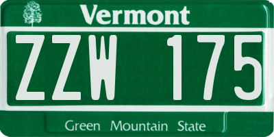 VT license plate ZZW175