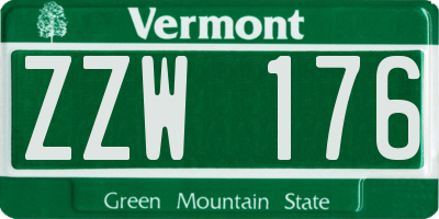 VT license plate ZZW176