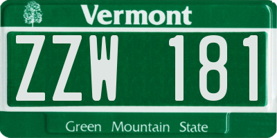 VT license plate ZZW181