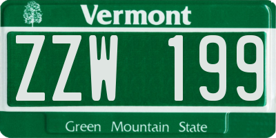 VT license plate ZZW199