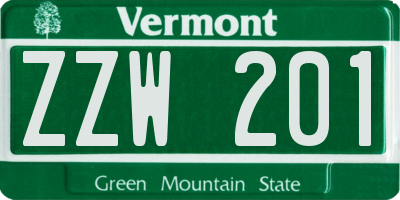 VT license plate ZZW201