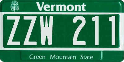 VT license plate ZZW211