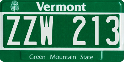 VT license plate ZZW213
