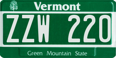 VT license plate ZZW220