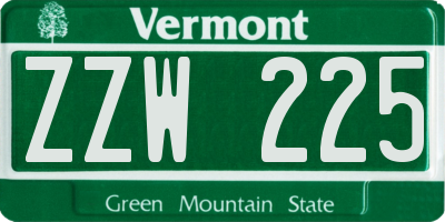 VT license plate ZZW225