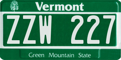 VT license plate ZZW227