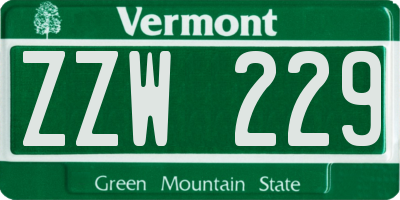 VT license plate ZZW229