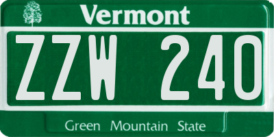 VT license plate ZZW240
