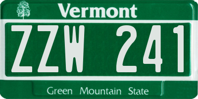VT license plate ZZW241