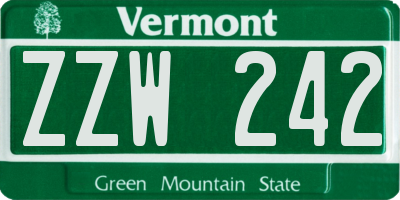 VT license plate ZZW242