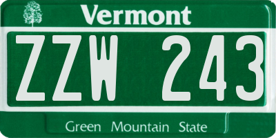 VT license plate ZZW243
