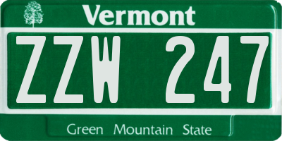 VT license plate ZZW247