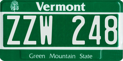 VT license plate ZZW248