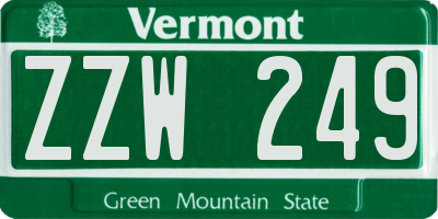 VT license plate ZZW249