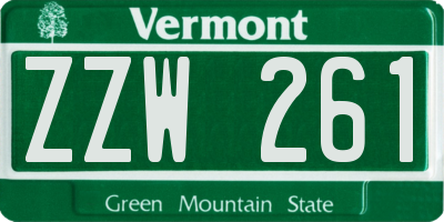 VT license plate ZZW261