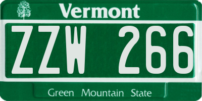 VT license plate ZZW266