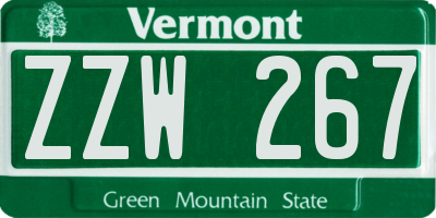 VT license plate ZZW267