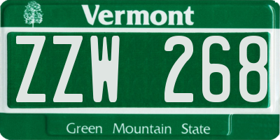 VT license plate ZZW268