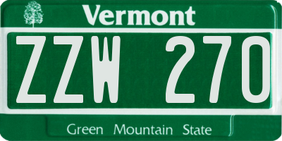 VT license plate ZZW270