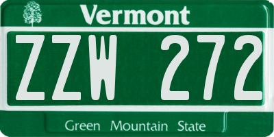 VT license plate ZZW272