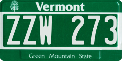 VT license plate ZZW273