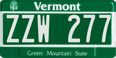 VT license plate ZZW277