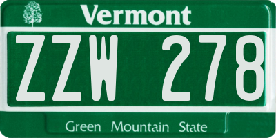 VT license plate ZZW278