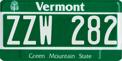 VT license plate ZZW282