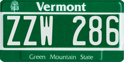 VT license plate ZZW286