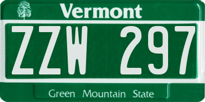 VT license plate ZZW297