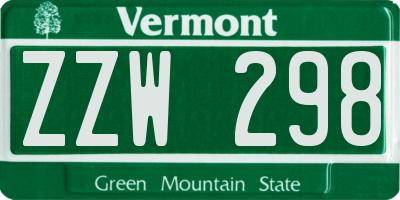 VT license plate ZZW298