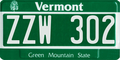 VT license plate ZZW302