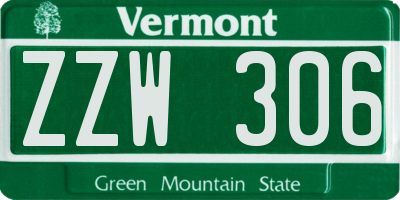 VT license plate ZZW306