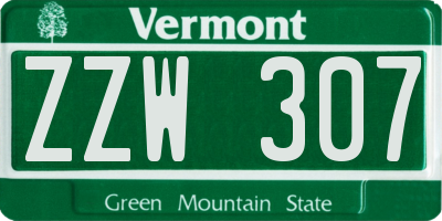VT license plate ZZW307