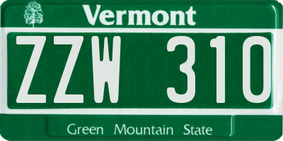 VT license plate ZZW310