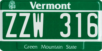 VT license plate ZZW316