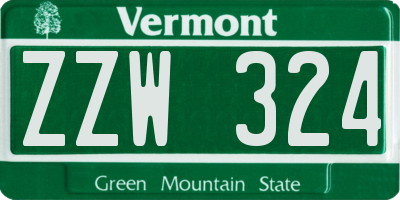VT license plate ZZW324