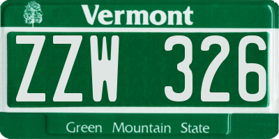 VT license plate ZZW326