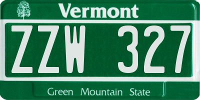 VT license plate ZZW327