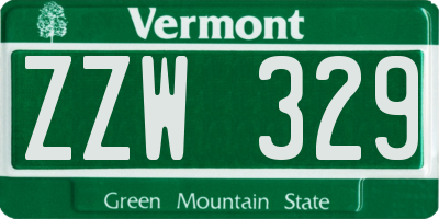 VT license plate ZZW329