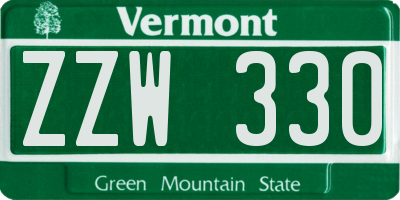VT license plate ZZW330