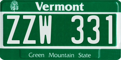 VT license plate ZZW331