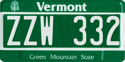 VT license plate ZZW332