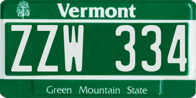 VT license plate ZZW334