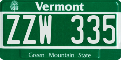 VT license plate ZZW335