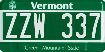 VT license plate ZZW337
