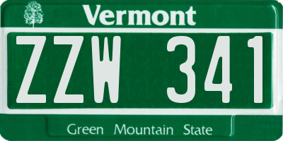 VT license plate ZZW341