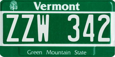 VT license plate ZZW342