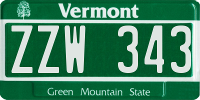 VT license plate ZZW343